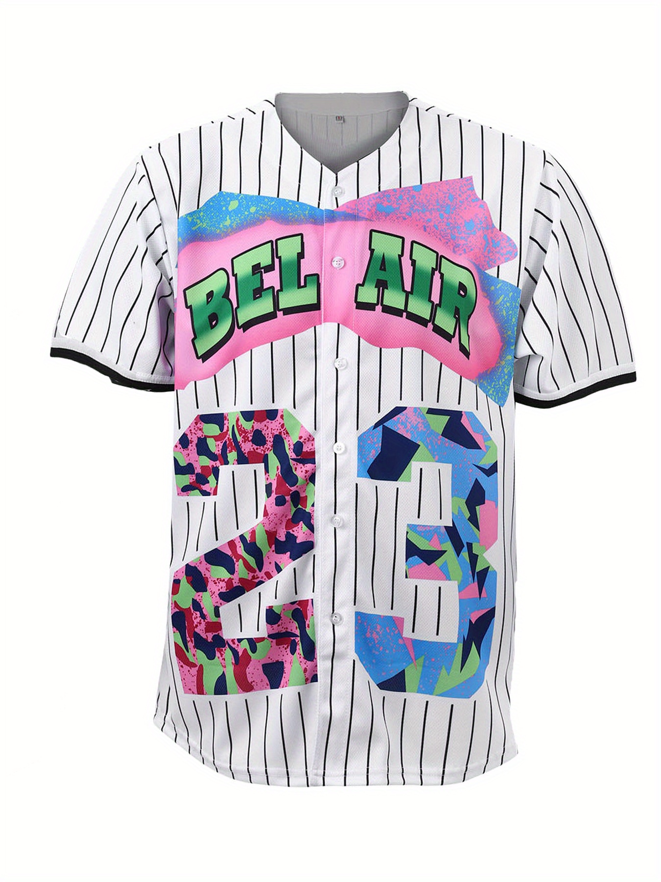 Mens Bel Air 23 Baseball Jersey 90s City Theme Party Clothing Hip