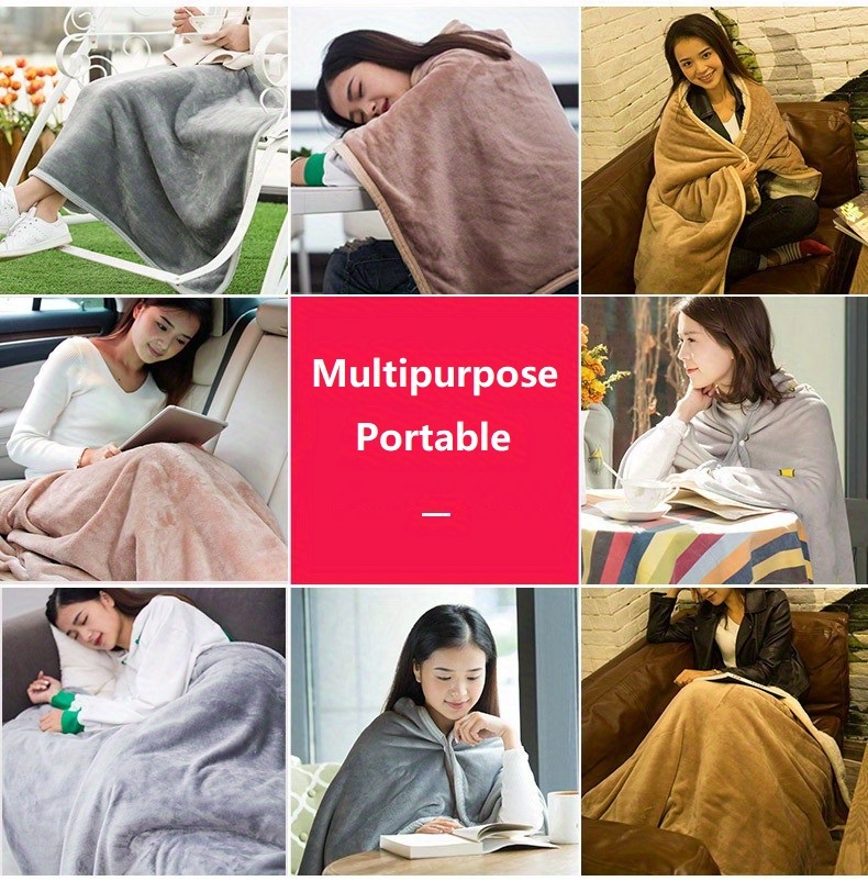 1pc wearable blanket double flannel sherpa shawl cover blanket air conditioning nap blanket cover waist legs lazy nap multi functional office blanket details 4