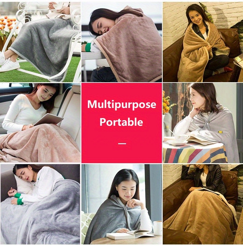 1pc wearable blanket double flannel sherpa shawl cover blanket air conditioning nap blanket cover waist legs lazy nap multi functional office blanket details 5