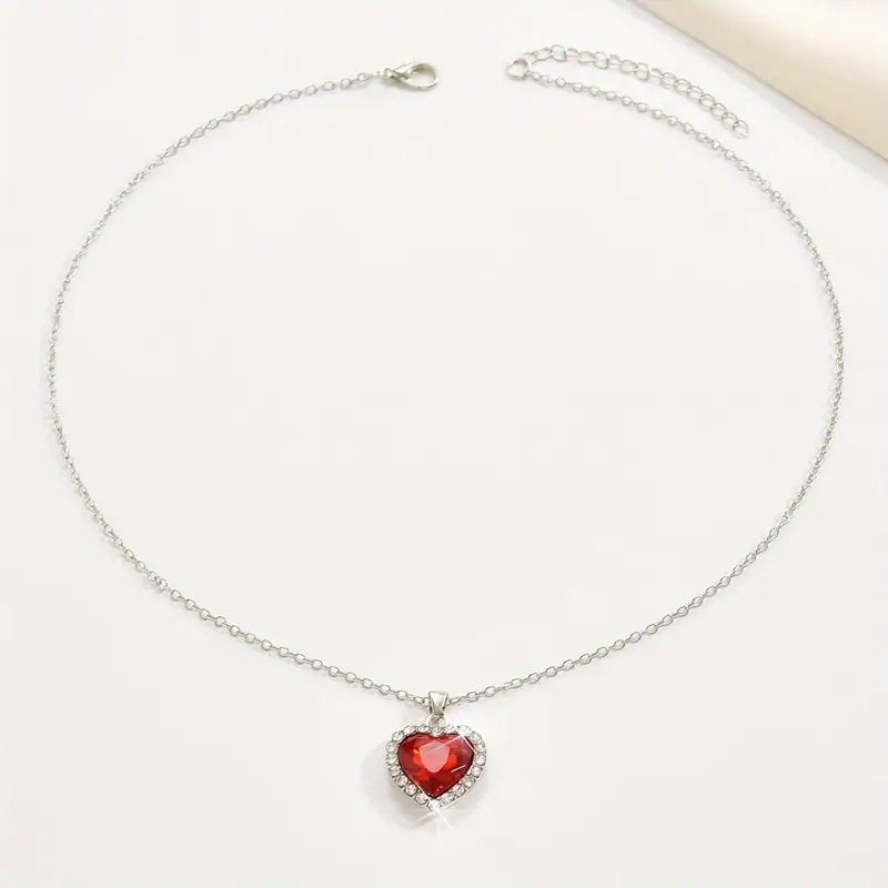 heart pendant necklace elegant rhinestone party jewelry bridal engagement wedding accessories details 7