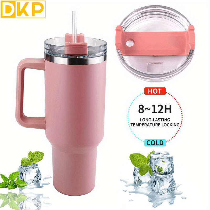 Cold Drink Cup With Handle, Straw And Dust-proof Cup Cover, Portable  Large-capacity Water Bottle For Outdoor Travel Camping, Reusable Stainless  Steel Water Bottle Travel Cup Tumbler - Temu
