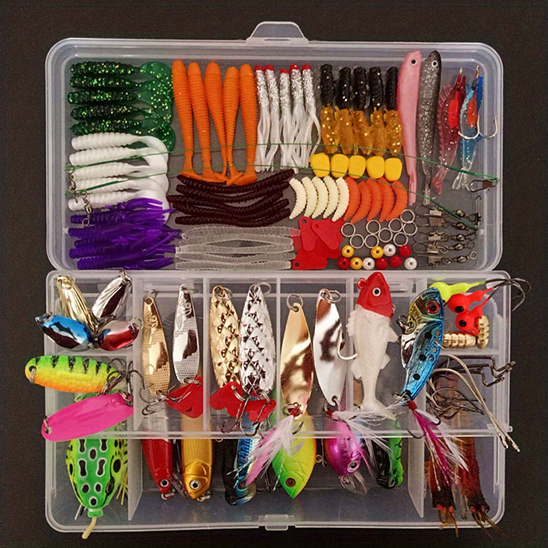 26/107/132/284pcs Fishing Lures Kit: Tackle Box With Hard Lures, Spoon  Lures, Soft Plastic Worms, Swimbaits, Crankbait Jigs & Hooks For Bass,  Trout 