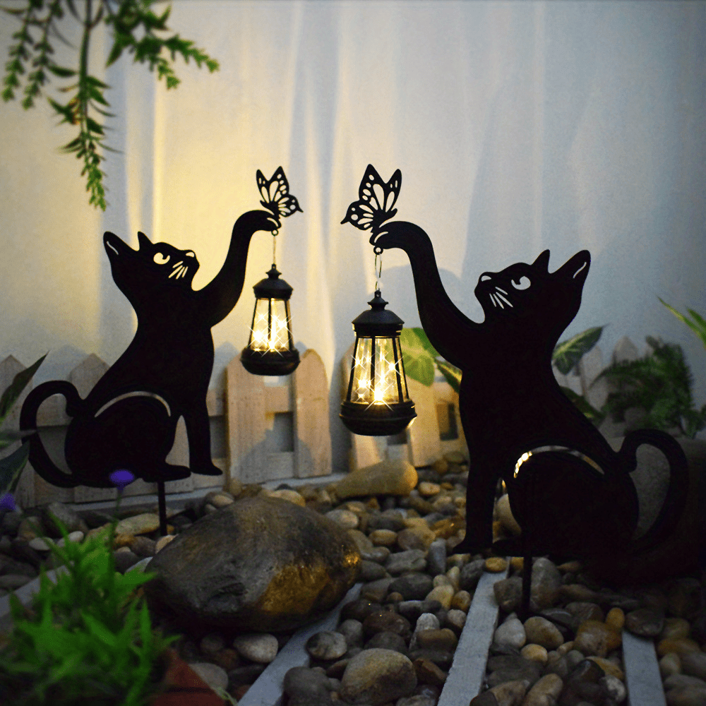 Lampada animale solare lampada solare per gatti piccola resina Mini statua  gatto lanterna esterna ornamento da giardino luce per percorso balcone  cortile - AliExpress