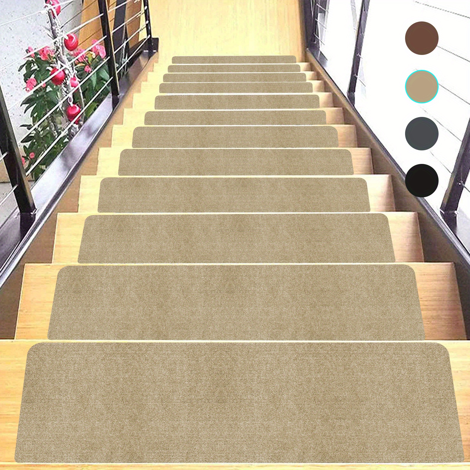 Teppich Treppenstufen Set von 4 rutschfesten und rutschfesten Matten,  Teppich rutschfest für Griff. Sicherheitsrutschfest 8 x 30 (4 Pack)