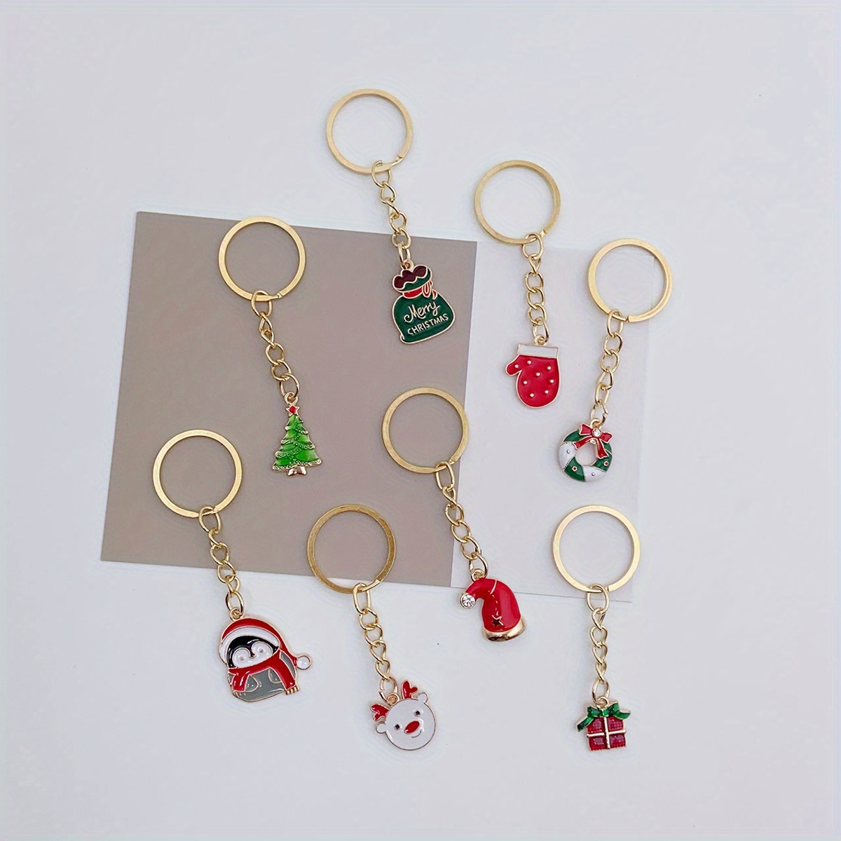 Cute New Year Car Keys Ring Bag Ornaments Backpack Pendant Xmas