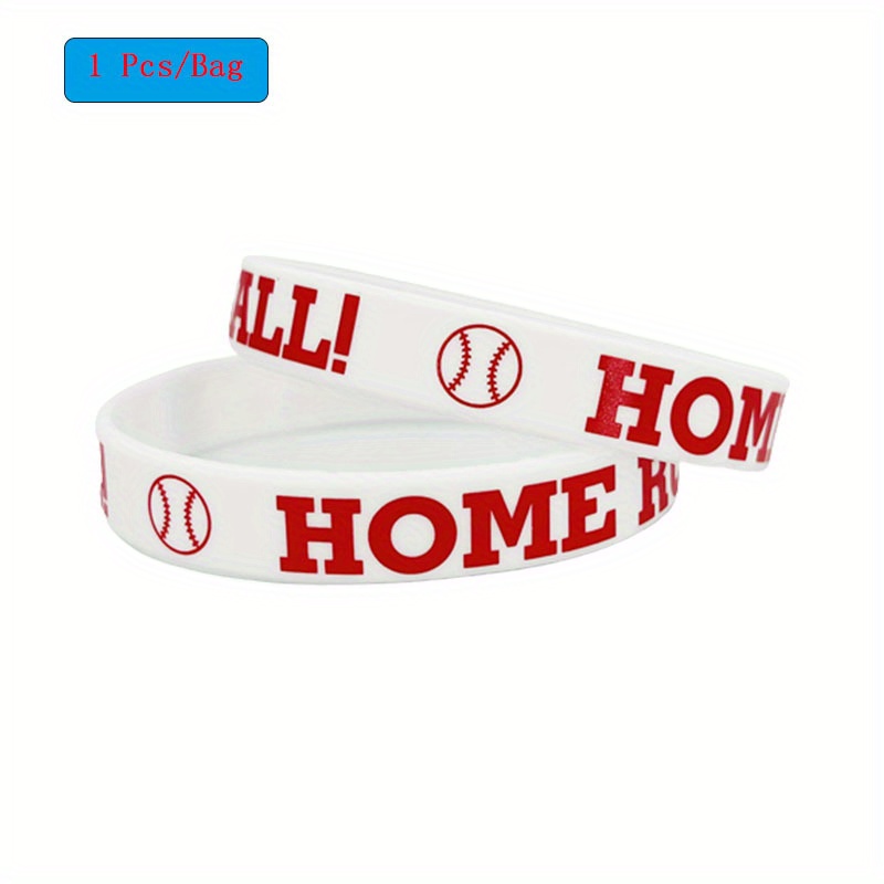 1pc Baseball Themed Pattern Wristbands, Silicone Sports Bracelets for School Competition,Temu