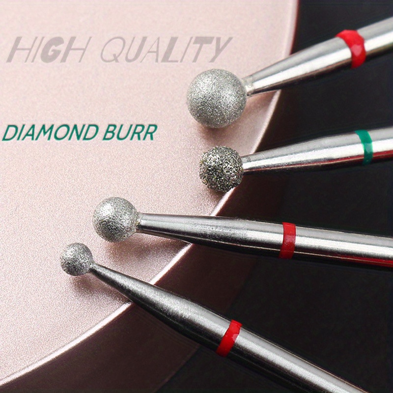 4pcs Cuticle Drill Bits 3/32&; Professional Cuticle Bits For Nail Drill Diamond Round Ball Head Cuticle Cleaner Remover