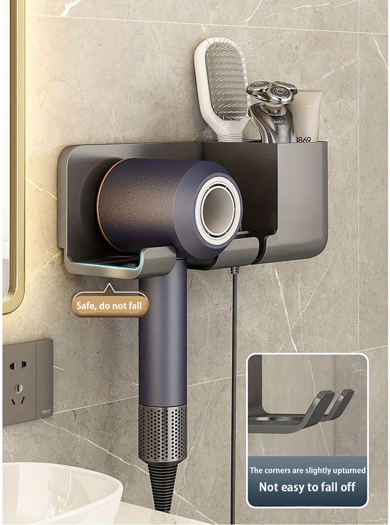 Hair Dryer Holder Bathroom Storage Rack Hair Dryer Rack Temu