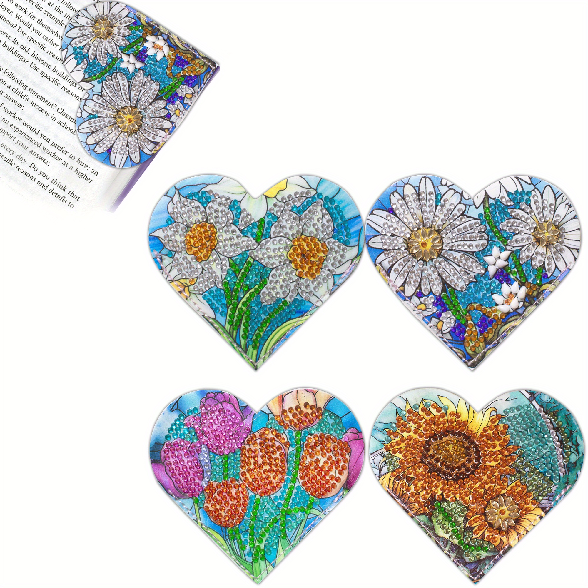 5d Artificial Diamond Painting Bookmarks Flower Rhinestone - Temu