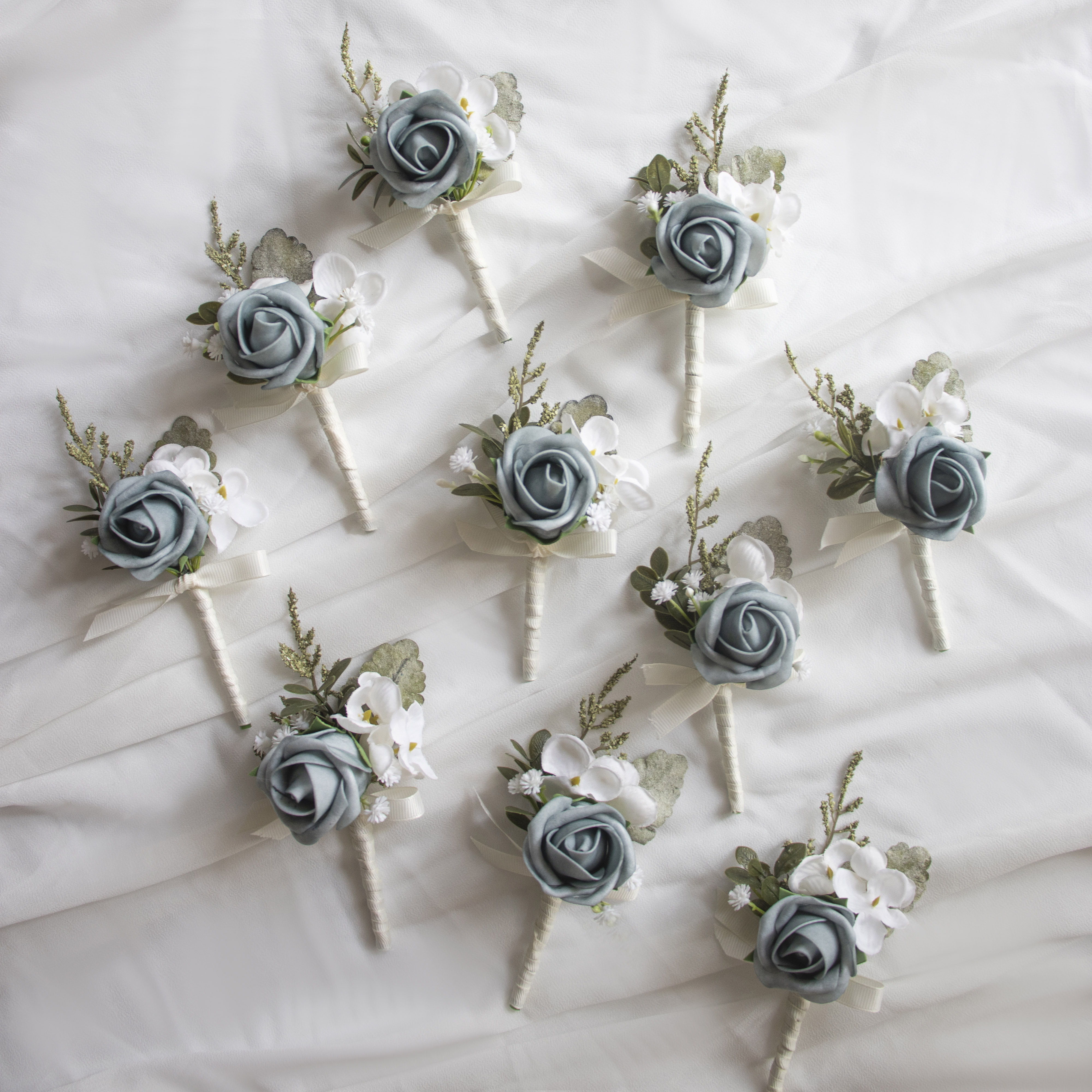 Elegant Dusty Blue Boutonniere Men - Temu