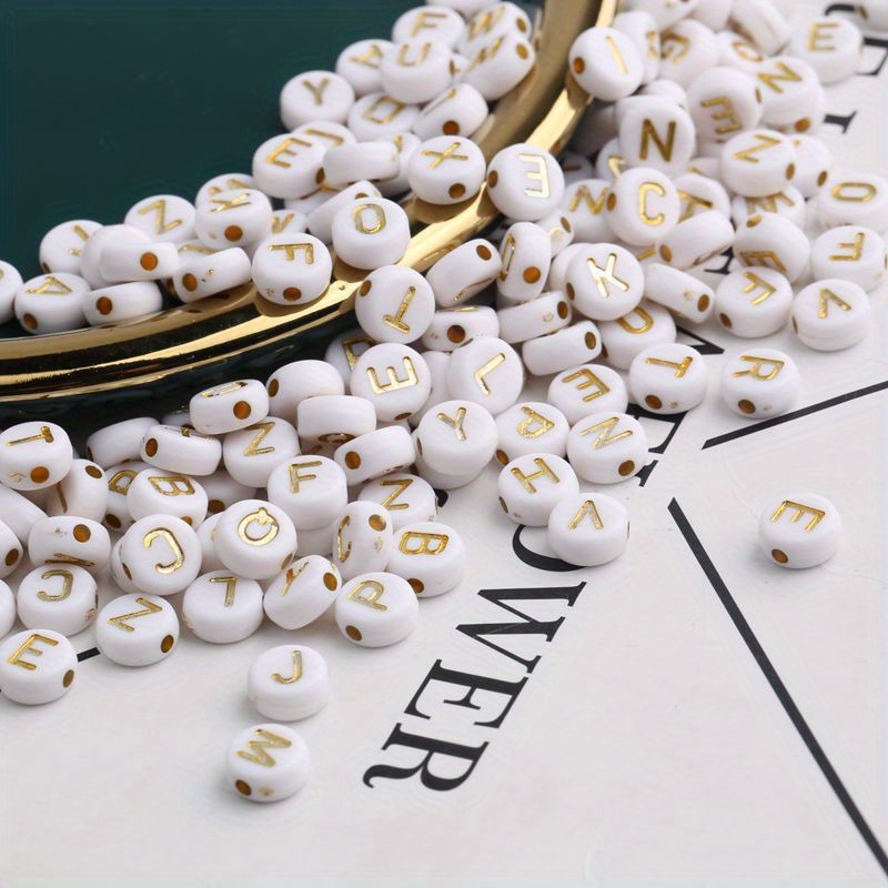 200pcs Letter Beads, 7mm Letter Beads Alphabet Bead White Bead