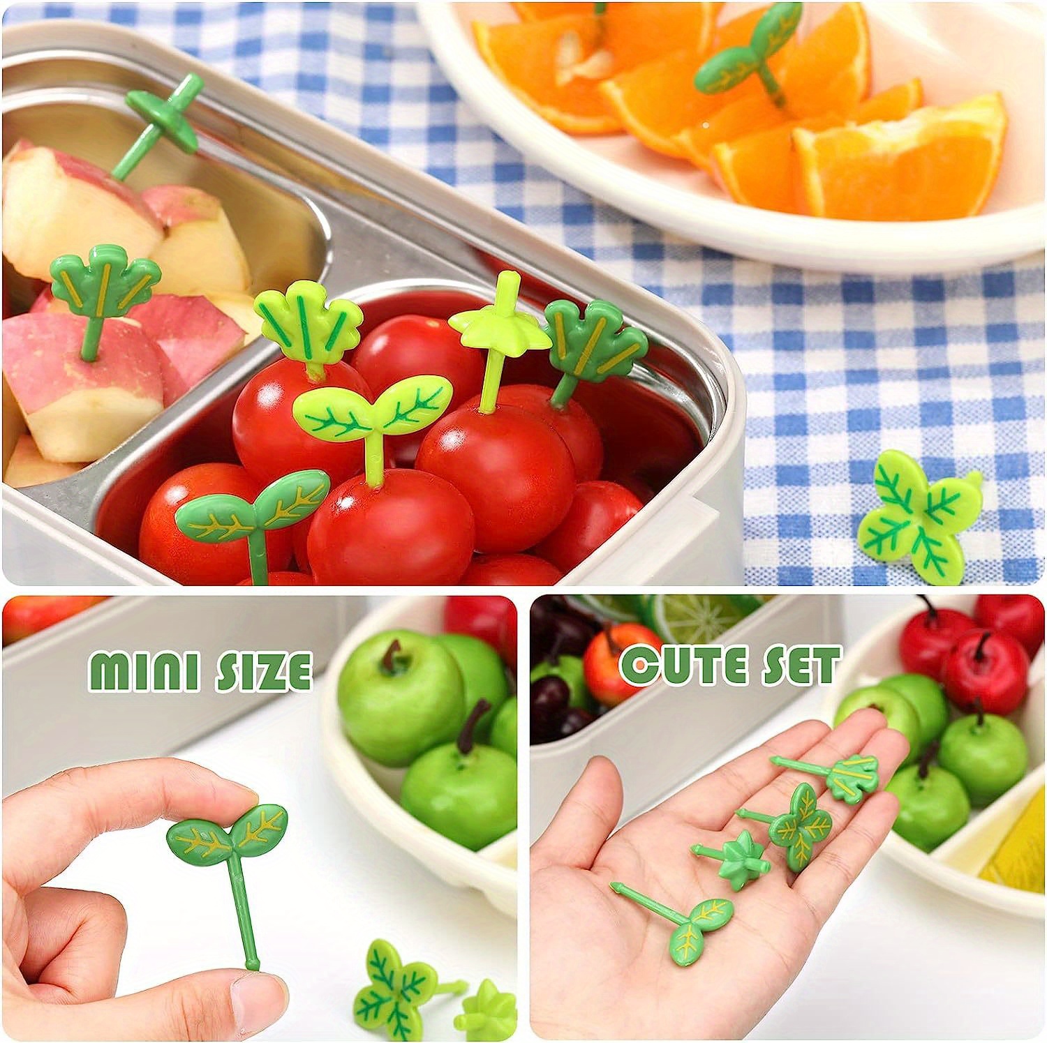 Mini Cartoon Food Picks Fruit Forks Toothpick Leaves Plastic - Temu