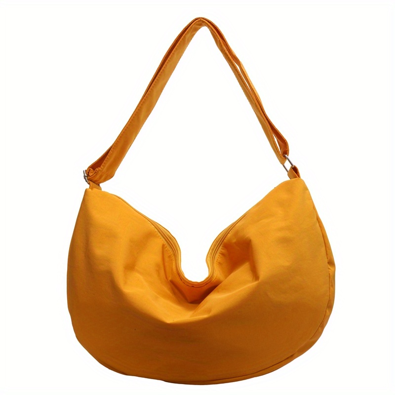 Simple Large Capacity Crescent Hobo Bag Solid Color Shoulder Temu