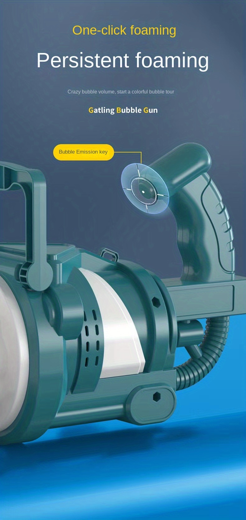 Oversized Handheld Gatling Bubble Machine Handheld Electric Bubble Gun