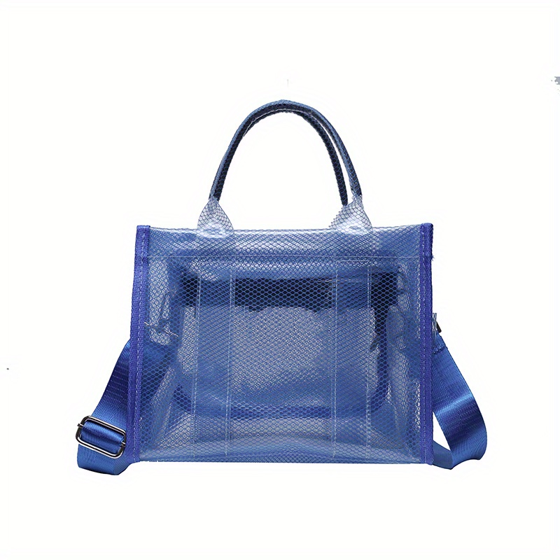 CHAMAIR Summer Clear PVC Handbags Women Beach Travel Transparent Tote Bags  (Black)