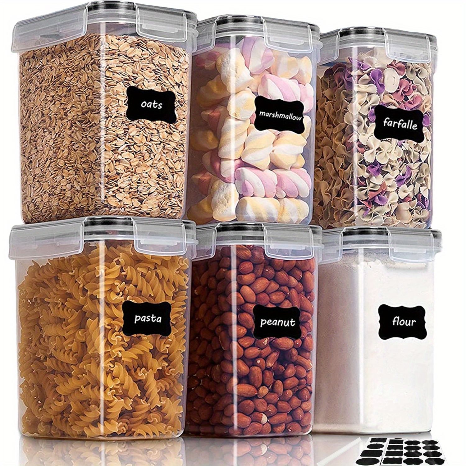 2/6pcs Cereal Storage Container Set 1.6L/ 54oz, For  Cereal,Flour,Sugar,Baking Supplies, BPA Free Plastic Airtight Food Storage  Containers, With Labels