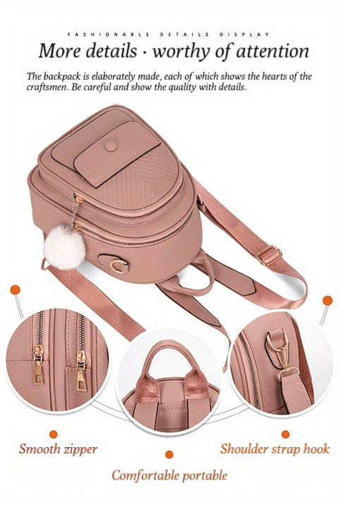 Mini Women's Backpack With Small Plush Ball, Attractive Purse Shape Design  Bag For Student And Commuter - Temu