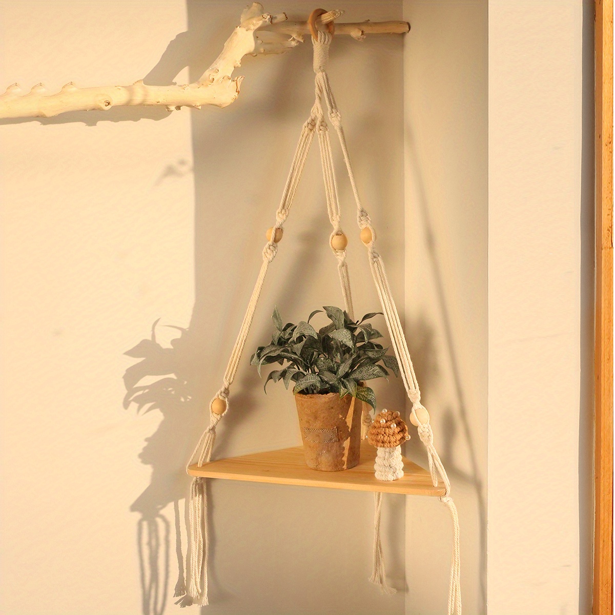 Bohemian Triangle Wooden Hanging Floating Shelf Plant - Temu