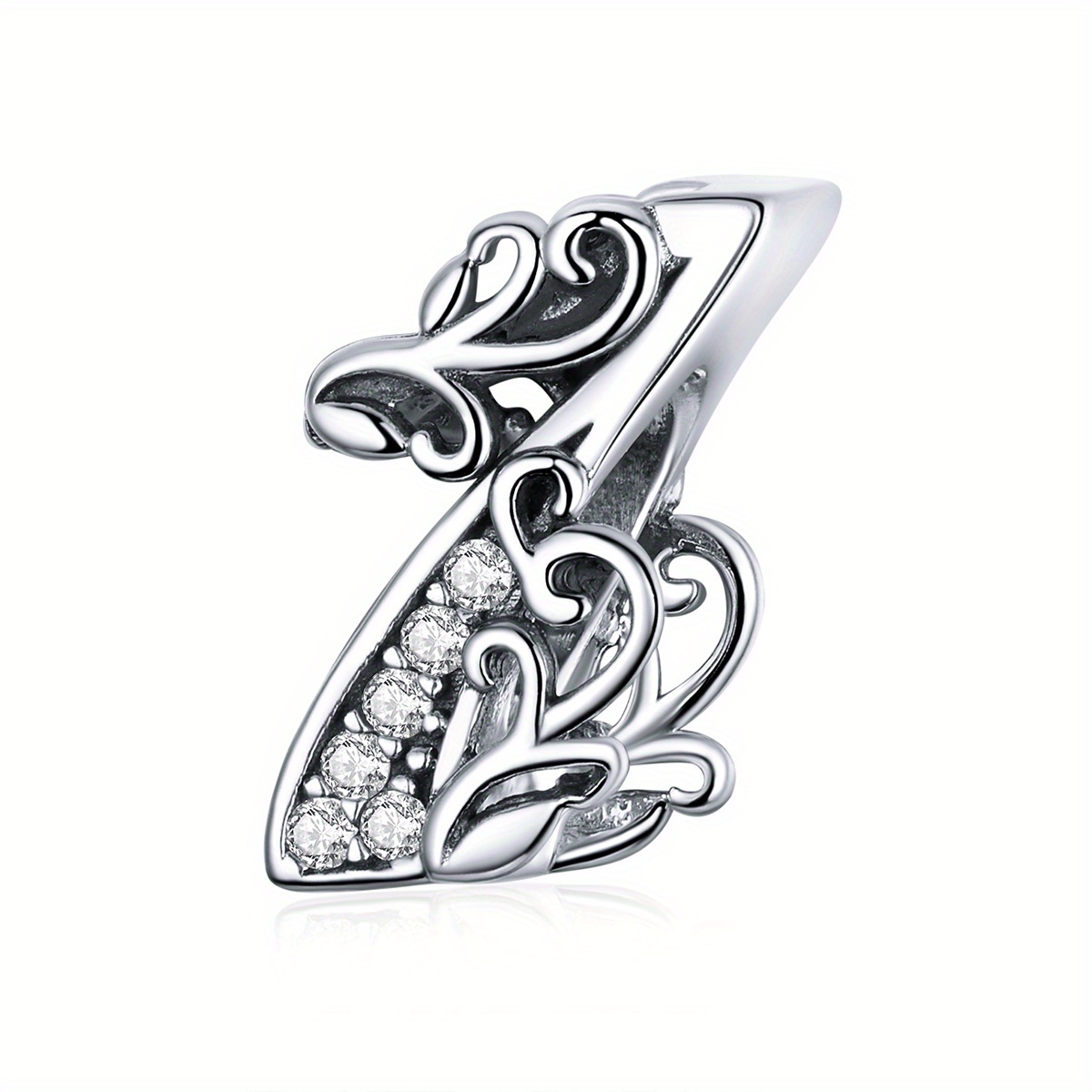 0-9 Arabic Number 925 Silver Bead Without Chain