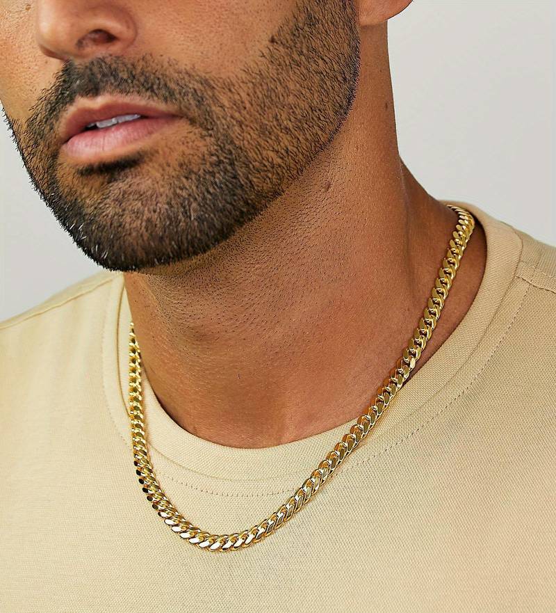 30 Inch 12mm Wide Gold Plated Stainless Steel Miami Cuban Curb Chain Necklace Men