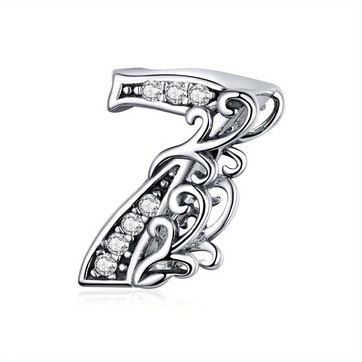 0-9 Arabic Number 925 Silver Bead Without Chain