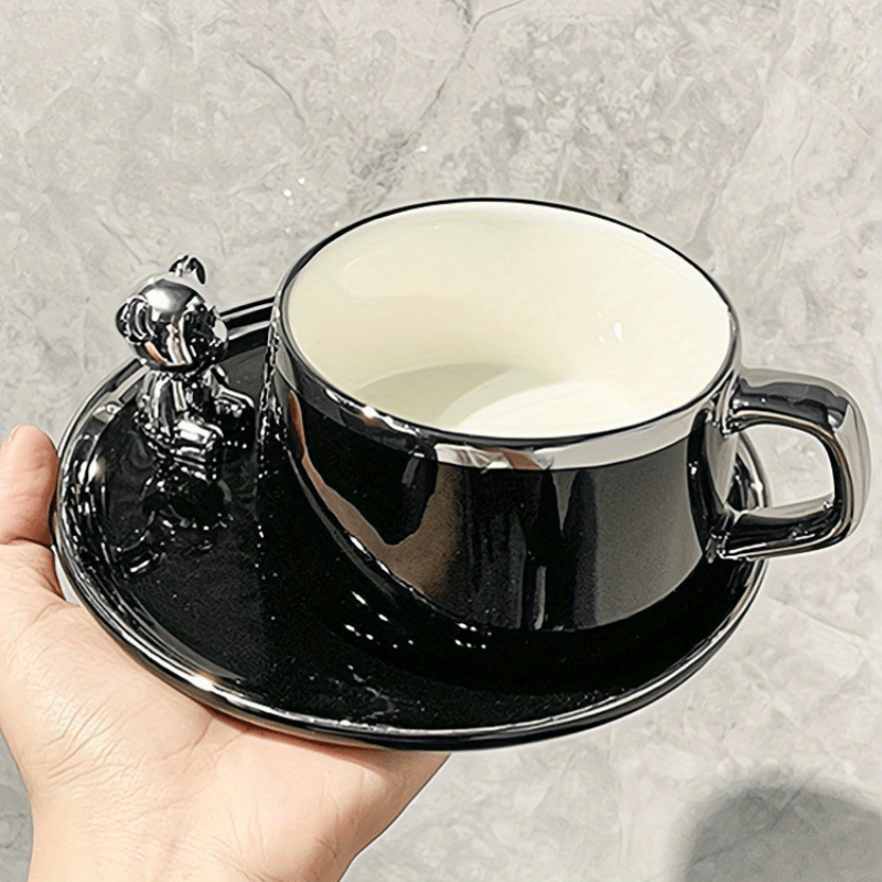 1pc 220ml/7.7oz Ceramic Coffe Cup With Saucer And Spoon, Fancy Coffee Cup  Milk Tea Cup, Ceramic Beautifully Glazed Tea Cup Set, Vintage Tea Mug Latte  Cup With Saucer Tea Glasses Golden Spoon