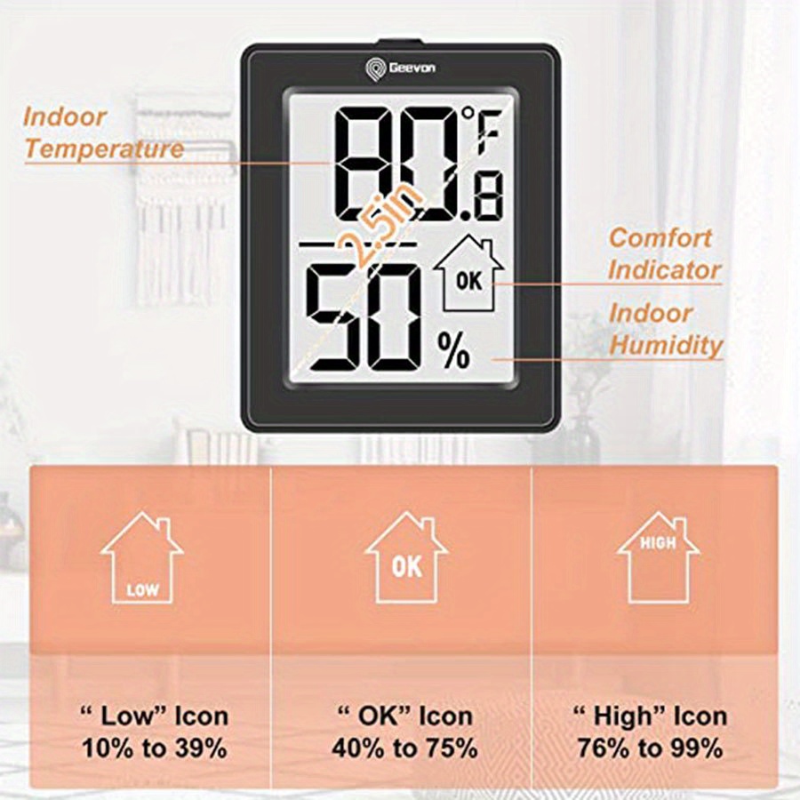 3.8 Digital Hygrometer and Thermometer Humidity Meter Humidity Temperature  Sensor Indoor Thermometer for Home