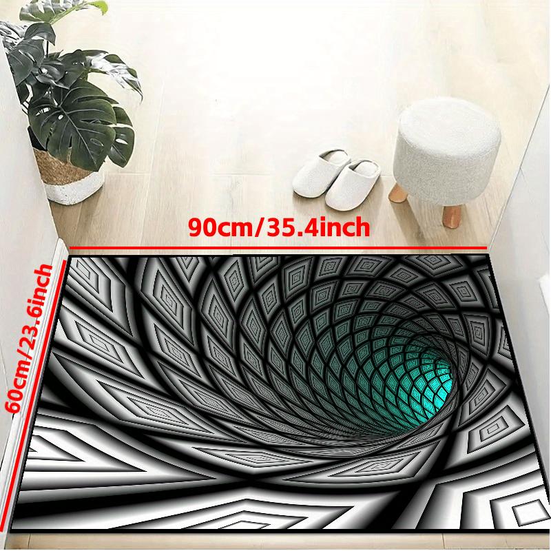 Vortex Illusion Print Kitchen Rug Outdoor Entrance Mat for Live