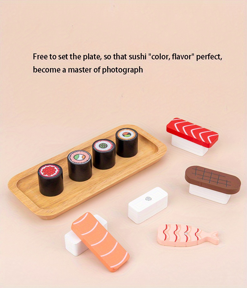 Delightful Wooden Simulation Sushi Set Toys Perfect For Kids' Food