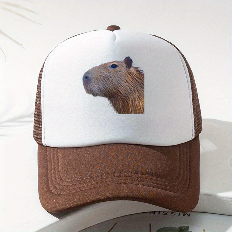 Capybara Print Baseball Cap Mesh Trucker Hat