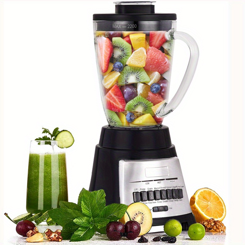 us plug full automatic professional countertop 14in1 blender 2200ml food processor home and commercial blender vegetable chopper ice breaker juicer stainless steel body crushed ice cutting vegetables mixing cream baby food 32000rpm details 0