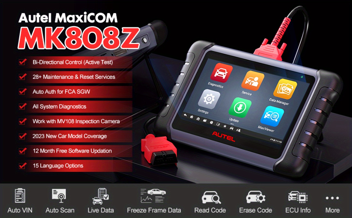 2023 Autel MaxiCOM MK808BT PRO Escáner de Aruba