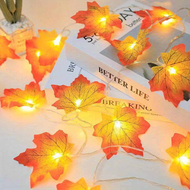 1 Guirlande Lumineuse LED Feuille D'érable Rouge 10/20/30 LED  200.0/300.0/450.01 Cm Alimenté Par Batterie Intérieur Extérieur Festival  Automne Réunion