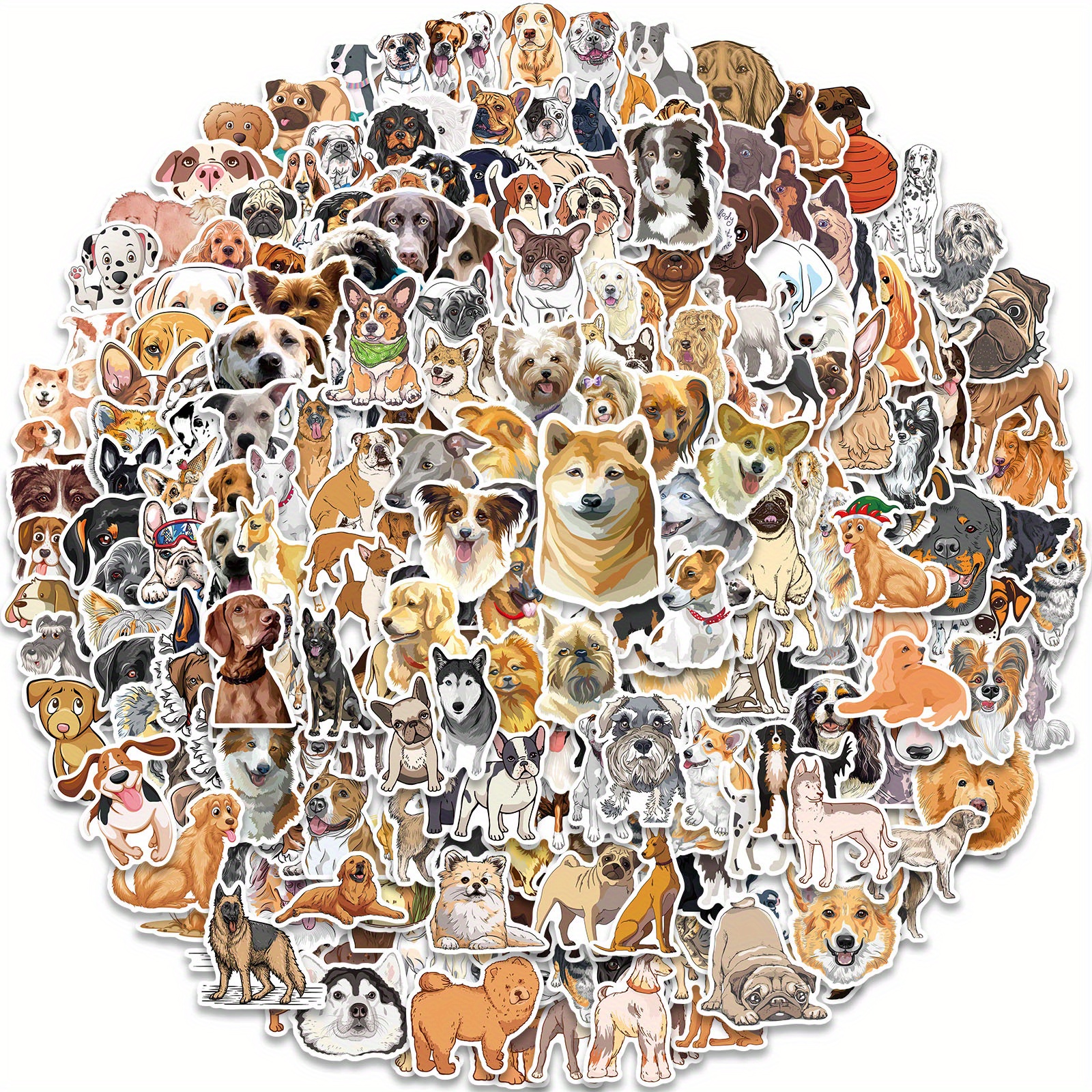 80 Pcs Funny Dog Vinyl Stickers for Kids Teens Waterproof Water Bottle Stickers Pack for Laptop Phone Case Scrapbook Binders Luggage Skateboard