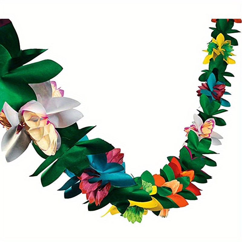 3D Luau Flower Shaped Paper Garland 12 Feet Long Party Decoration