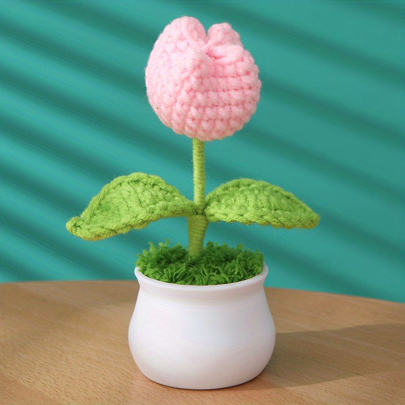 DIY Flower Crochet Kit for Women, Potted Kit, Rose, Daisy, Lily, Tulip  Flower Pot, Craft for