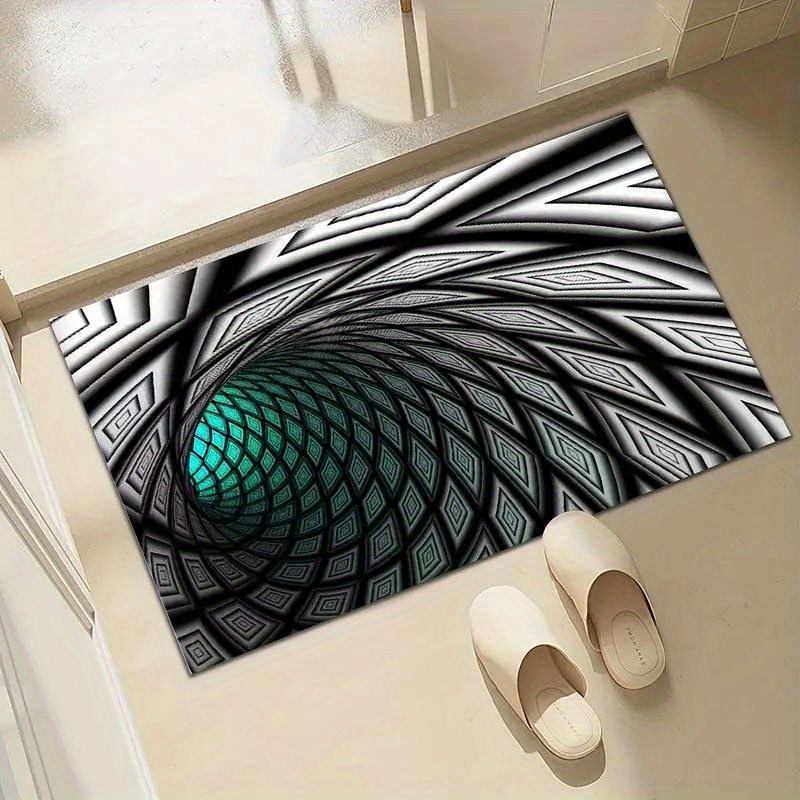 3d Vortex Illusion Black White Creative Doormat Non - Temu