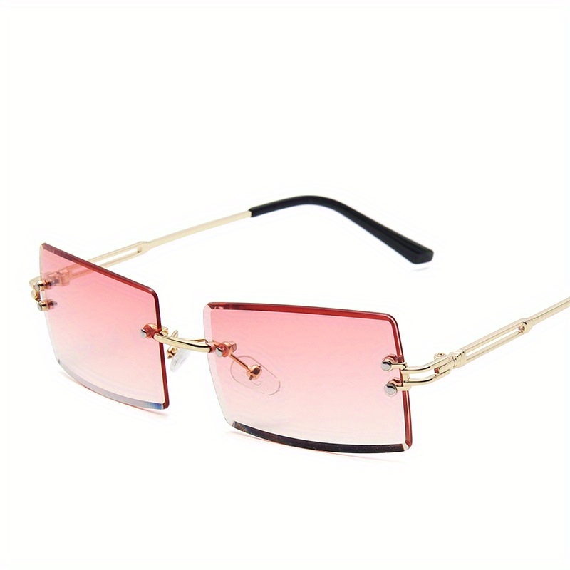 Rimless Sunglasses Gradient UV400 Sun Shades With Case
