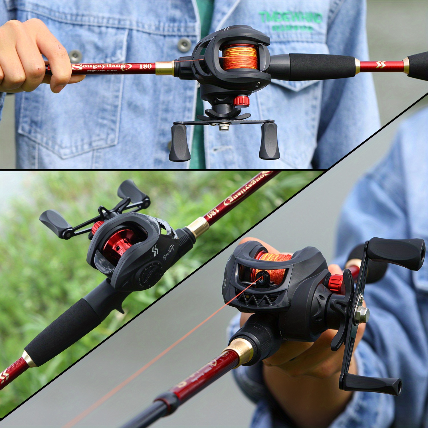 Sougayilang Baitcasting Reel Rod Combo Kit Portable - Temu