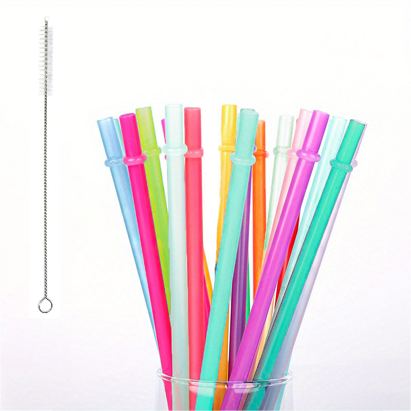 Colorful Hard Plastic Straws With Buckle Non slip Reusable - Temu