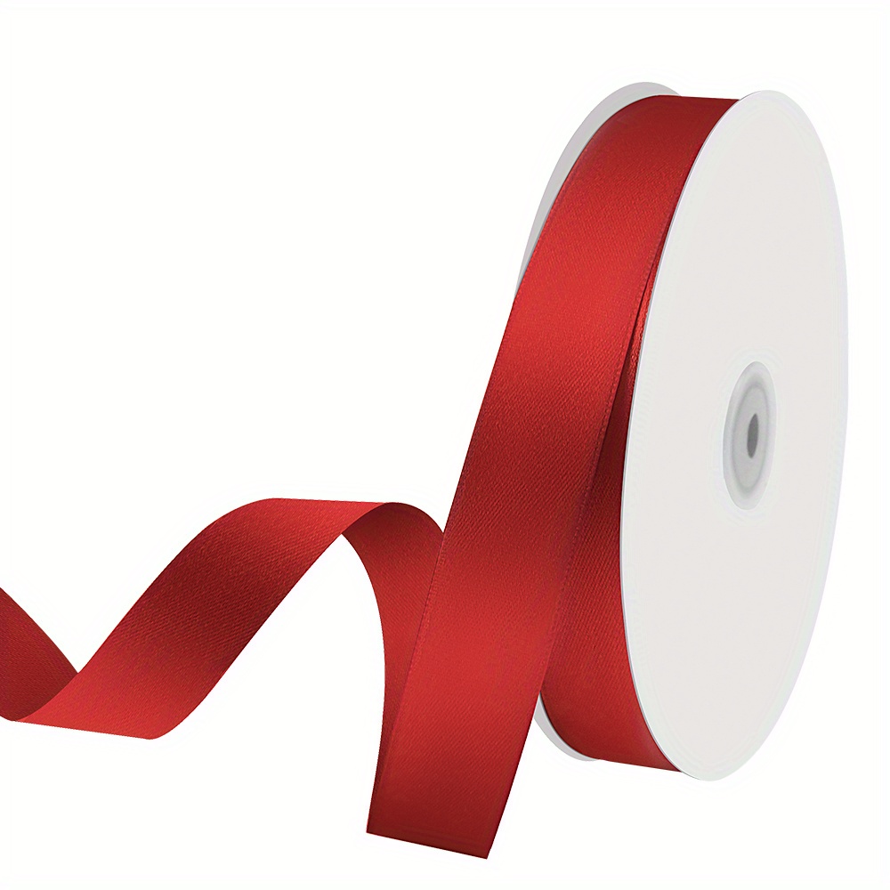 3 Red Double Faced Satin Ribbon 100 Yards
