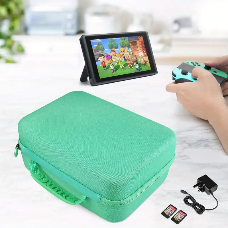 case for ns switch switch oled case luxury shipping hard case for switch console switch dock ac power adapter pro control and 10 gaming cartridges black green details 4