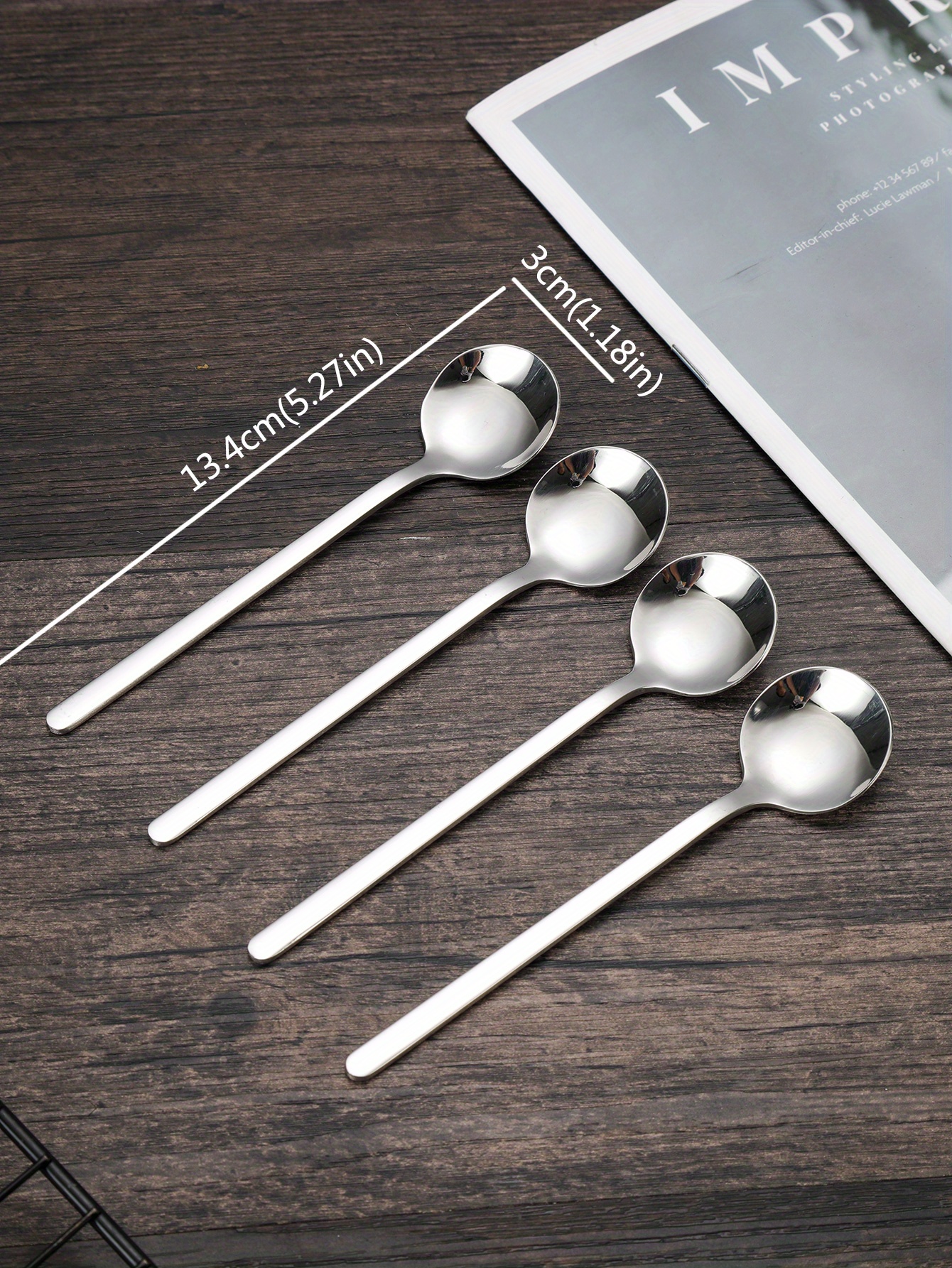 4pcs set stainless steel long handle spoons   coffee milk ice honey elegant golden finish small round mixing cake spoon details 6