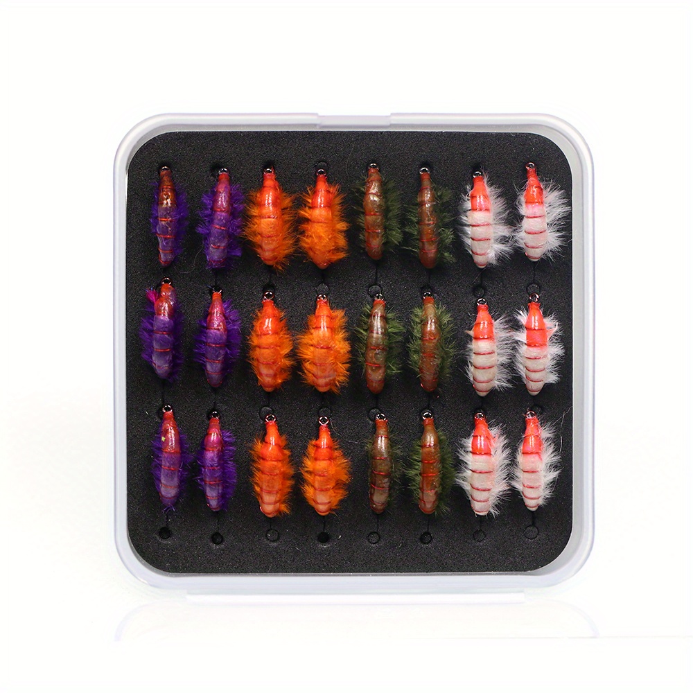 12 Fluorescent Nymph Scud Bug Worm Fly Brass Bead Head Wet - Temu