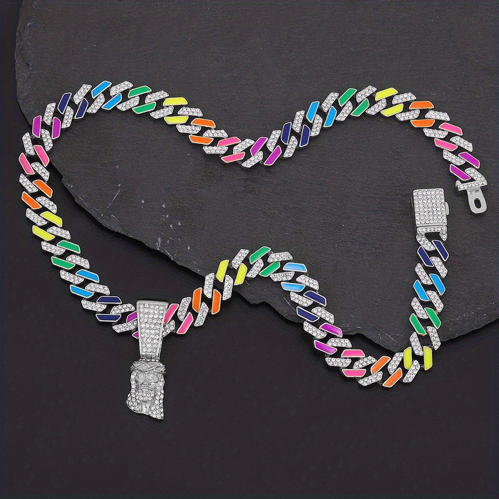 Iced out sale rainbow chain