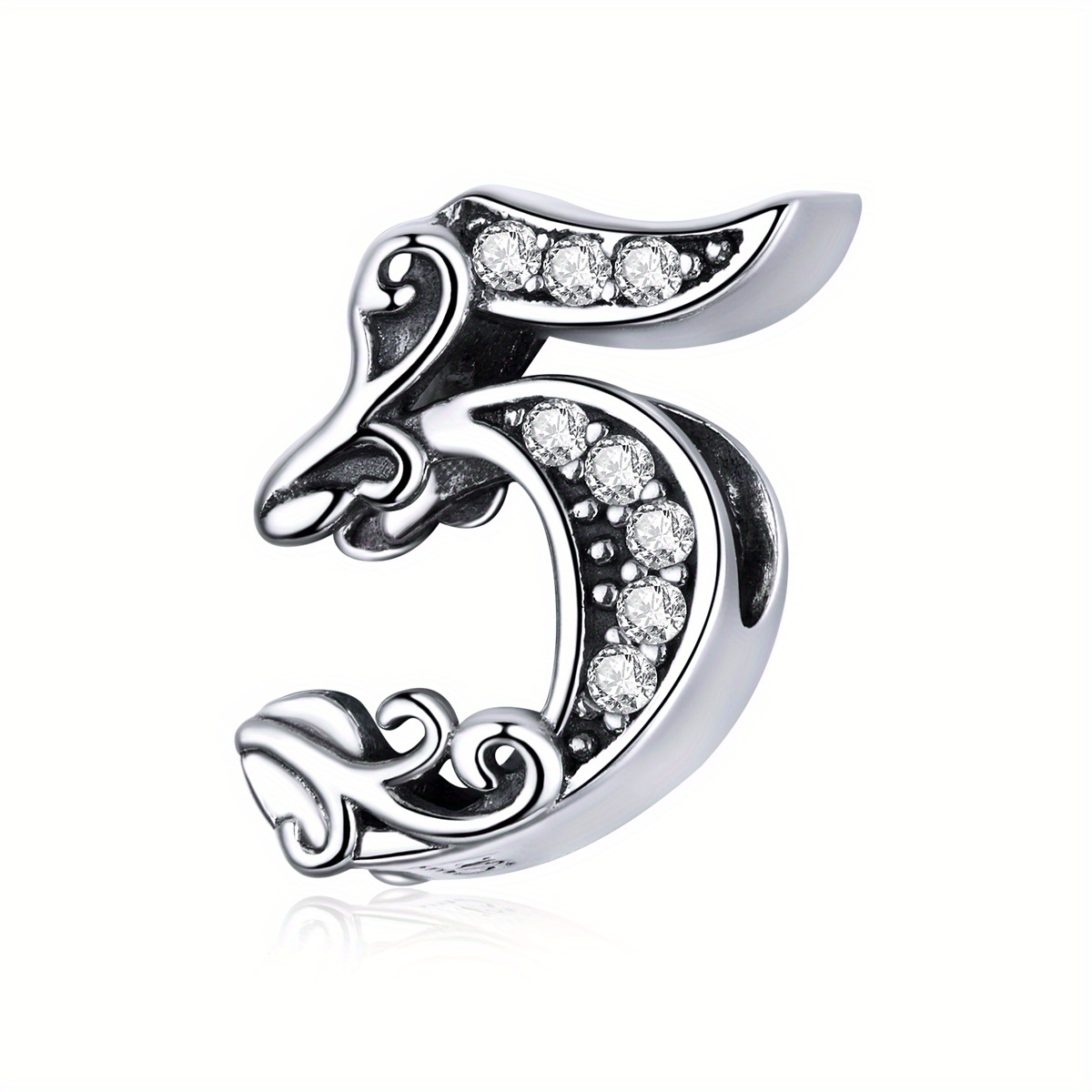 0-9 Arabic Number 925 Silver Bead Without Chain