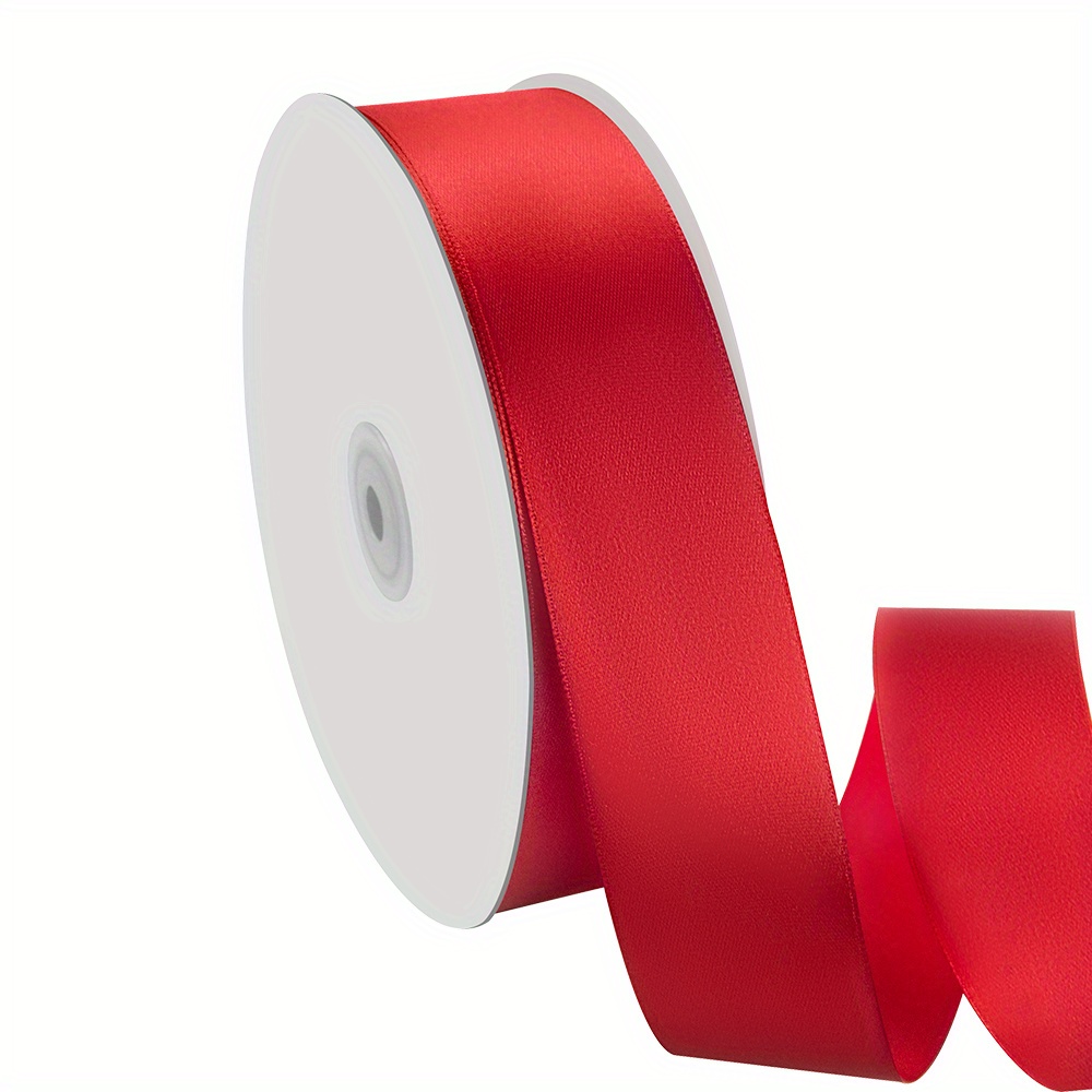 X 100yds Red Satin Ribbon Thin Solid Color Satin Ribbon For - Temu