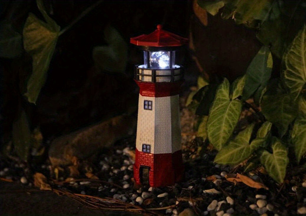 Led Phare Solaire Capteur Balise Lampe Rotative Statue Jardin Lumière  Extérieure