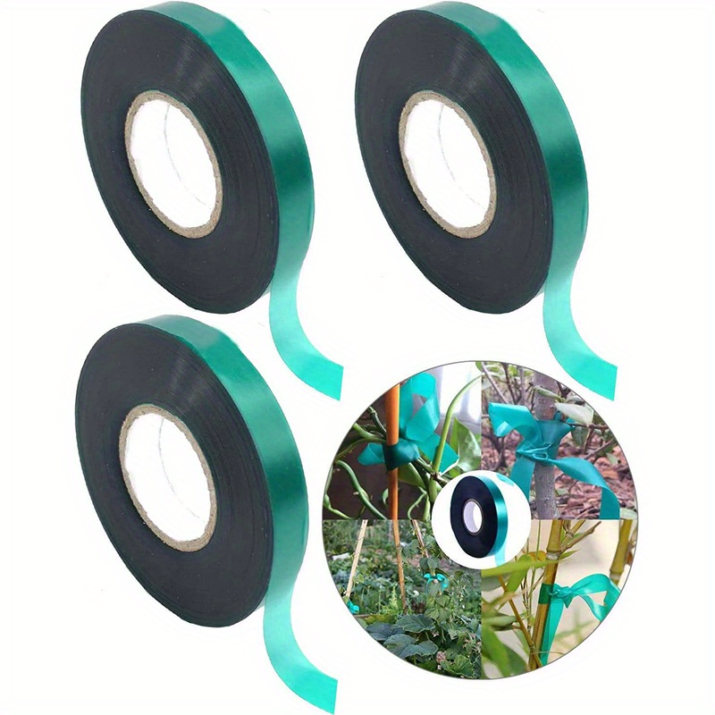 KINGLAKE GARDEN Stretch Tie Tape Roll-4 Rolls Total 600 Feet 1/2 Green  Garden Tape,Plant Ribbons Plant Garden Tie for Branches, Climbing Planters