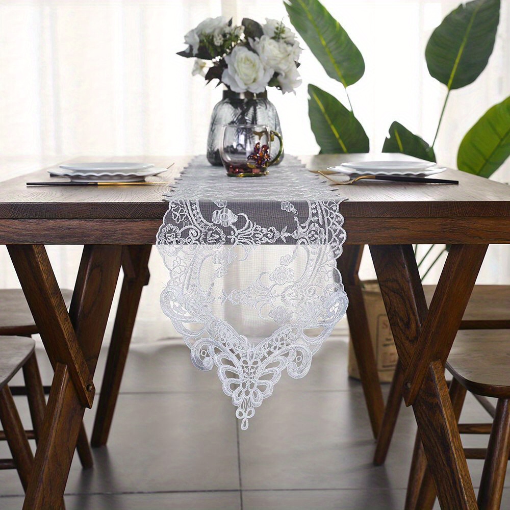 1pc Flower Lace Design Runner Tavolo Runner Tavola Dresser - Temu